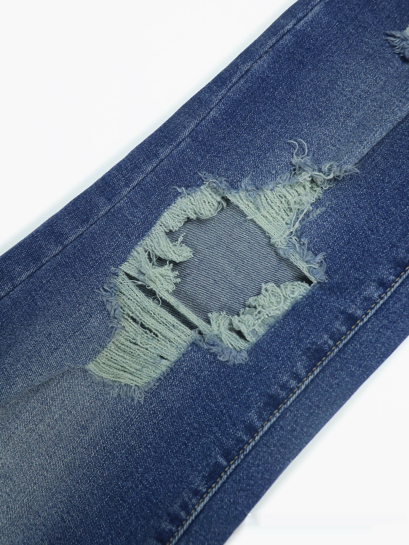 Dark Blue Tight High Waist Ripped Jeans Women's Tight